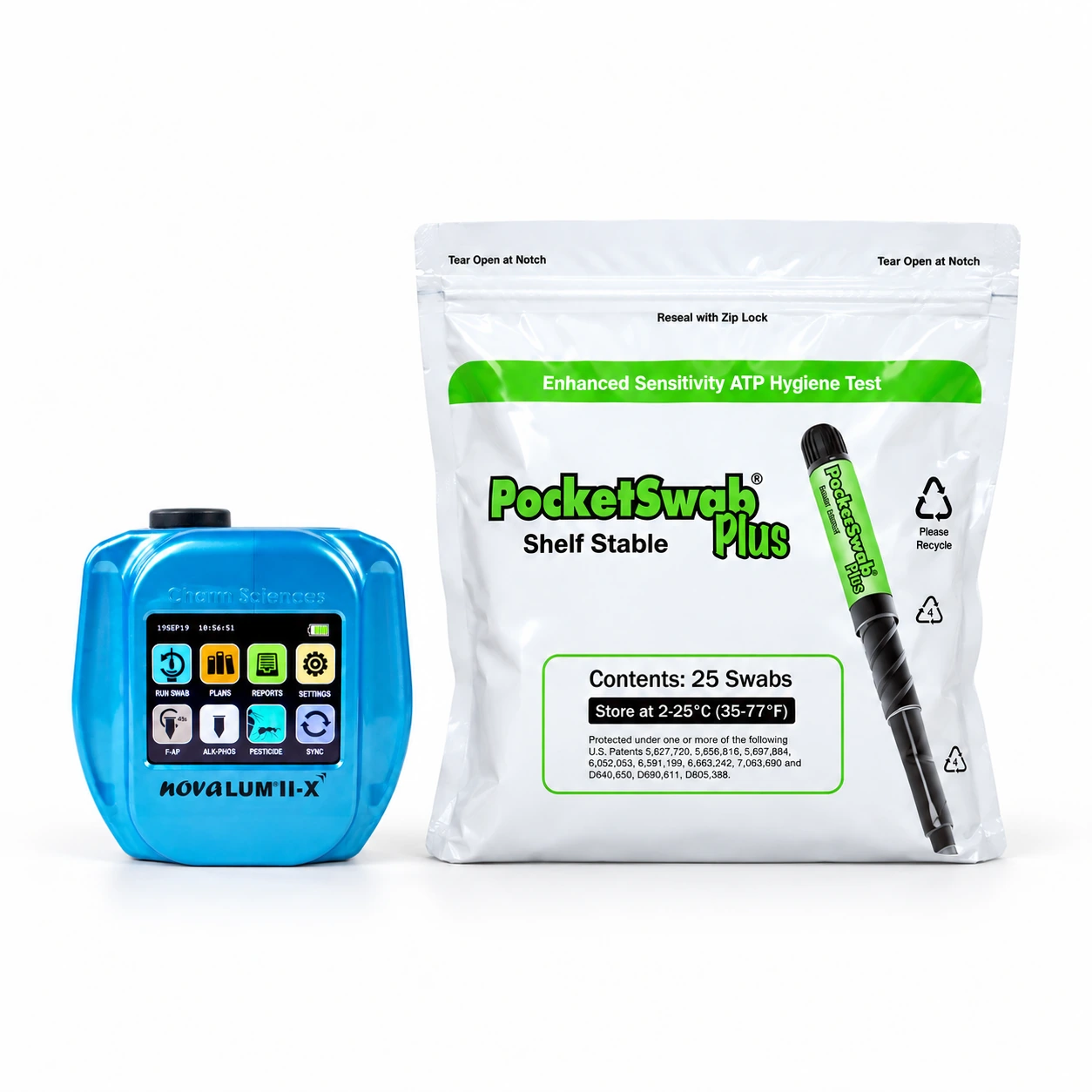 Starter Kit: one novaLUM II-X system and one bag of 25 PocketSwab Plus swabs