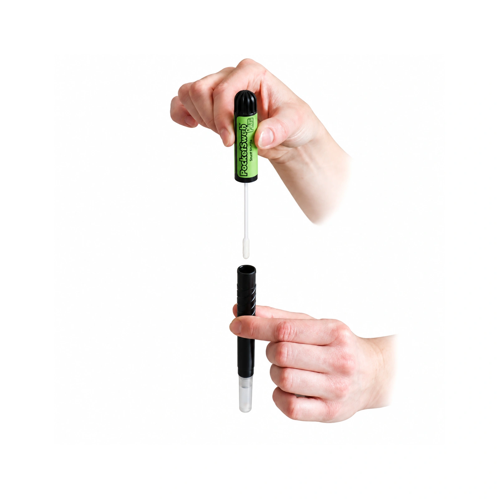 Removing PocketSwab Plus from its holder for sampling